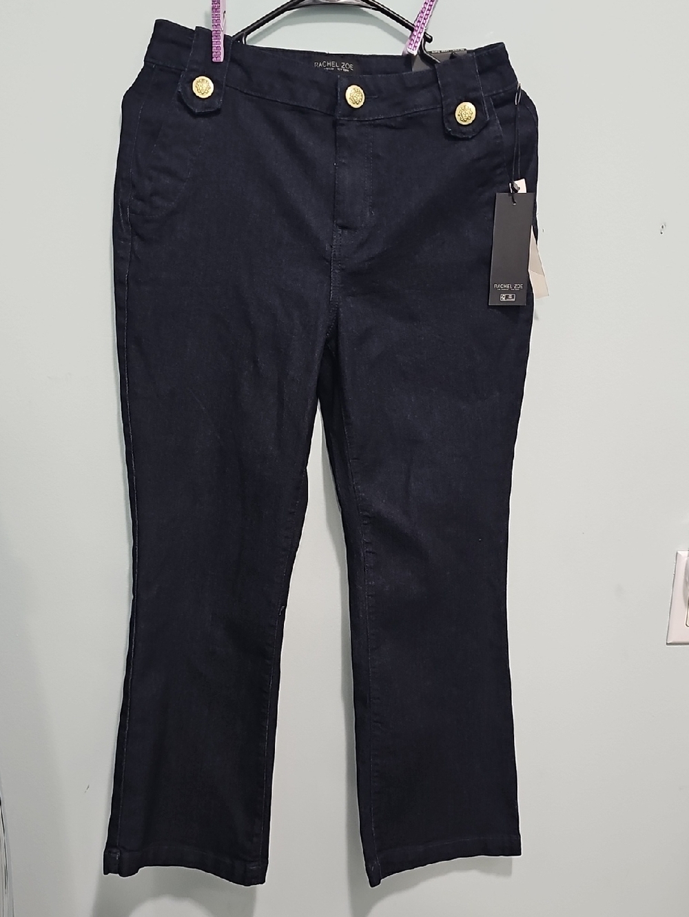 Women's Size 4  Sailor Crop Flare Rachel Zoe Navy Jeans w/Gold ButtonsBrand New